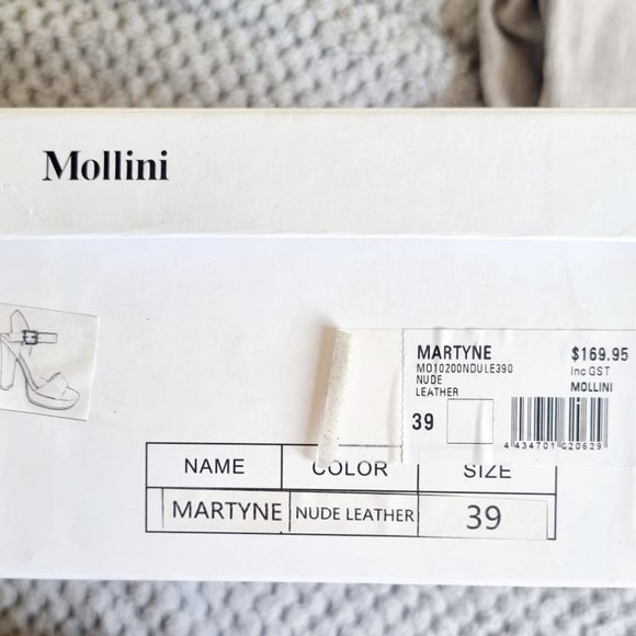 MOLLINI Martyne Nude Leather platform block heels UK 6 / AU 8 / EUR 39 - Picture 13 of 13